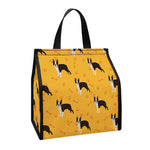 Yellow Boston Terrier Pattern Print Insulated Lunch Tote