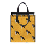 Yellow Boston Terrier Pattern Print Insulated Lunch Tote