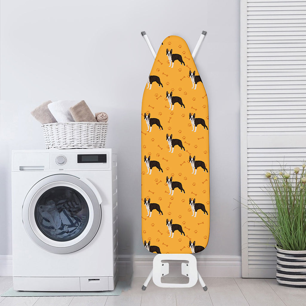 Yellow Boston Terrier Pattern Print Ironing Board Cover