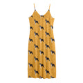 Yellow Boston Terrier Pattern Print Jersey Midi Cami Dress