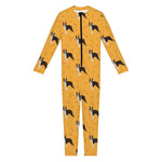 Yellow Boston Terrier Pattern Print Jumpsuit