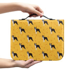 Yellow Boston Terrier Pattern Print Leather Bible Cover