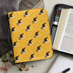 Yellow Boston Terrier Pattern Print Leather Bible Cover