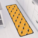 Yellow Boston Terrier Pattern Print Long Kitchen Mat