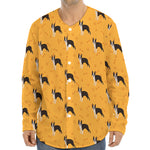 Yellow Boston Terrier Pattern Print Long Sleeve Baseball Jersey