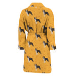 Yellow Boston Terrier Pattern Print Men's Bathrobe