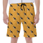 Yellow Boston Terrier Pattern Print Men's Beach Shorts