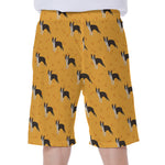 Yellow Boston Terrier Pattern Print Men's Beach Shorts