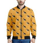 Yellow Boston Terrier Pattern Print Men's Bomber Jacket