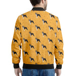 Yellow Boston Terrier Pattern Print Men's Bomber Jacket