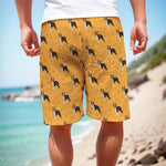 Yellow Boston Terrier Pattern Print Men's Cargo Shorts