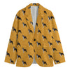 Yellow Boston Terrier Pattern Print Men's Cotton Blazer