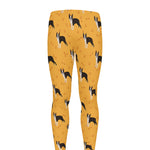 Yellow Boston Terrier Pattern Print Men's leggings