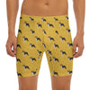 Yellow Boston Terrier Pattern Print Men's Long Boxer Briefs