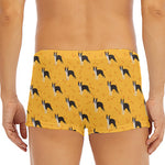 Yellow Boston Terrier Pattern Print Men's Short Boxer Briefs