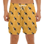 Yellow Boston Terrier Pattern Print Men's Split Running Shorts