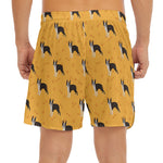 Yellow Boston Terrier Pattern Print Men's Split Running Shorts