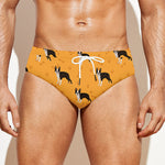 Yellow Boston Terrier Pattern Print Men's Swim Briefs