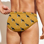 Yellow Boston Terrier Pattern Print Men's Swim Briefs