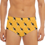 Yellow Boston Terrier Pattern Print Men's Triangle Swim Briefs