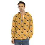 Yellow Boston Terrier Pattern Print Men's Velvet Pullover Hoodie