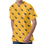 Yellow Boston Terrier Pattern Print Men's Velvet T-Shirt