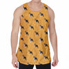 Yellow Boston Terrier Pattern Print Men's Velvet Tank Top