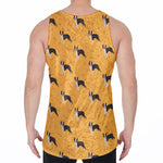 Yellow Boston Terrier Pattern Print Men's Velvet Tank Top