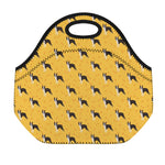 Yellow Boston Terrier Pattern Print Neoprene Lunch Bag