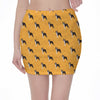 Yellow Boston Terrier Pattern Print Pencil Mini Skirt