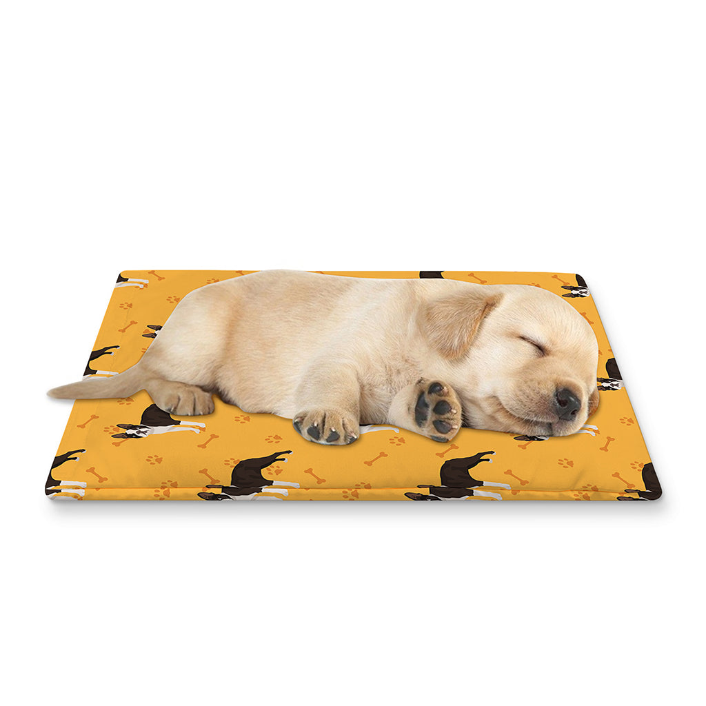 Yellow Boston Terrier Pattern Print Pet Cooling Mat Cover