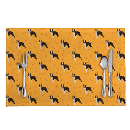 Yellow Boston Terrier Pattern Print Placemat
