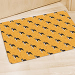 Yellow Boston Terrier Pattern Print Polyester Doormat