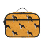 Yellow Boston Terrier Pattern Print Portable Lunch Bag