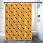 Yellow Boston Terrier Pattern Print Premium Shower Curtain