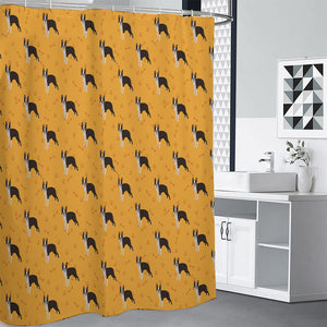 Yellow Boston Terrier Pattern Print Premium Shower Curtain