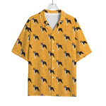 Yellow Boston Terrier Pattern Print Rayon Hawaiian Shirt