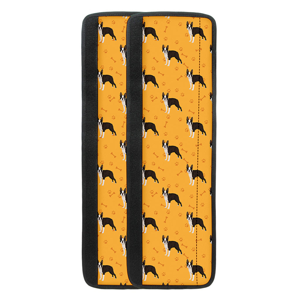 Yellow Boston Terrier Pattern Print Refrigerator Handle Covers