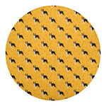 Yellow Boston Terrier Pattern Print Round Blanket