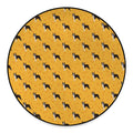Yellow Boston Terrier Pattern Print Round Floor Mat