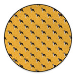 Yellow Boston Terrier Pattern Print Round Floor Mat