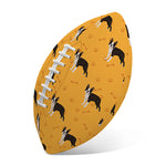 Yellow Boston Terrier Pattern Print Rugby Ball