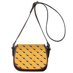 Yellow Boston Terrier Pattern Print Saddle Bag