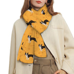 Yellow Boston Terrier Pattern Print Scarf