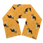 Yellow Boston Terrier Pattern Print Scarf