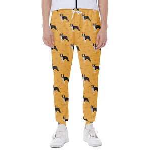 Yellow Boston Terrier Pattern Print Scuba Joggers