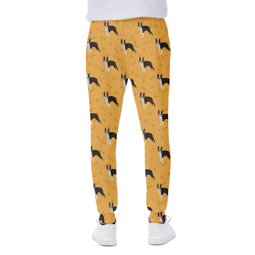 Yellow Boston Terrier Pattern Print Scuba Joggers