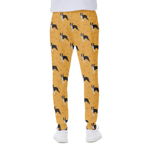 Yellow Boston Terrier Pattern Print Scuba Joggers