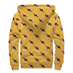 Yellow Boston Terrier Pattern Print Sherpa Lined Zip Up Hoodie