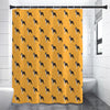 Yellow Boston Terrier Pattern Print Shower Curtain